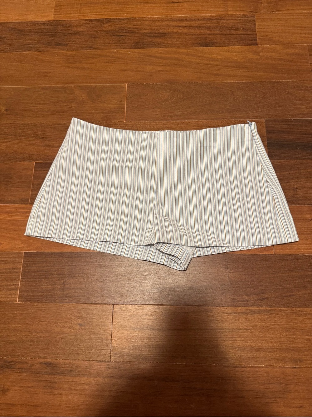 Zara White Multi-Stripe Bermuda Shorts